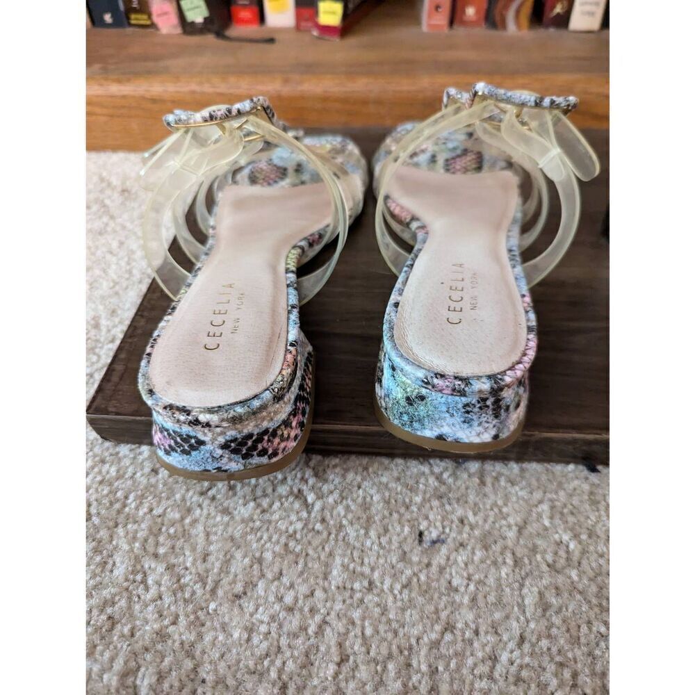 Cecelia New York Lincoln Slide Sandal Rainbow Slip On Clear Transparent Mule 7.5 - Picture 2 of 6